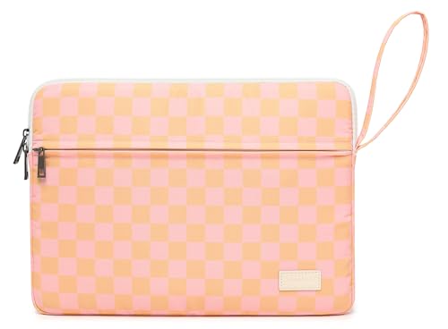 Laptop Sleeve with Pocket (Orange Grid, 12.5 inch-13.5 inch) - color: Orange Grid With Strap, size: 12.5 inch-13.5 inch