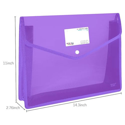 YoeeJob Plastic File Folders Legal Size Expandable Document Folder with Snap Button Closure, A4 Expanding File Wallet Envelopes Pouch with Label Pocket, 2 Packs, Purple - color: Purple, size: 2 Pack