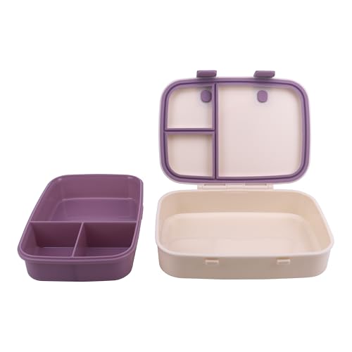 Kids Bento Explorer Lunch Box, 3 No-Mix Compartments, Microwave & Dishwasher Safe, Lightweight with Removable Tray, for Daycare, Preschool, School, Purple Light Powder - color: Purple Light Powder