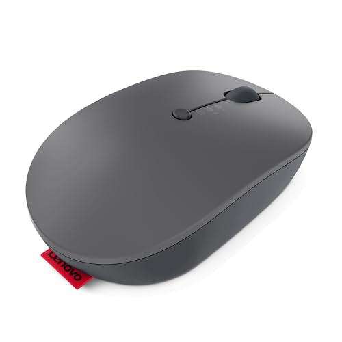 Lenovo Go Multi-Device Wireless Mouse, 2.4GHz Nano USB-C Receiver, Bluetooth, Adjustable DPI, USB-C Rechargeable Battery, Qi Wireless Charging, Ambidextrous, GY51C21211, Grey - color: Grey