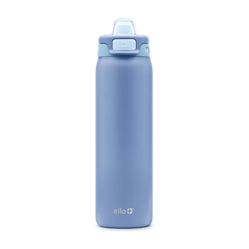 Ello Pop & Fill Insulated Stainless Steel Water Bottle with Quick Fill Lid, Leakproof Locking, Sip or Chug Spout, BPA-Free, Double Wall Vacuum Insulated for Sports, Travel & School- 22oz / 32oz / 40oz - color: Raincloud, style: 22oz
