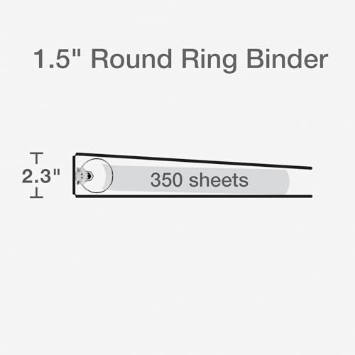 Cardinal Two Tone 3 Ring Binders, Binders for School and Office, Black/Rainbow, Durable 1.5 inch Round Rings, Holds 350 Sheets, Presentation Cover, Clear Pockets, Non-Stick, 6 Pack (1000834)