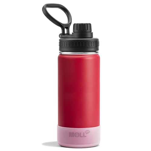 Kids Water Bottle for School 16 oz Stainless Steel Double Wall Vacuum Insulated Sports Water Bottle Leak Proof-Reusable Metal Flask with Silicone Boot for Christmas, BPA-Free(Canyon Red) - color: Canyon Red, size: 16 Ounces