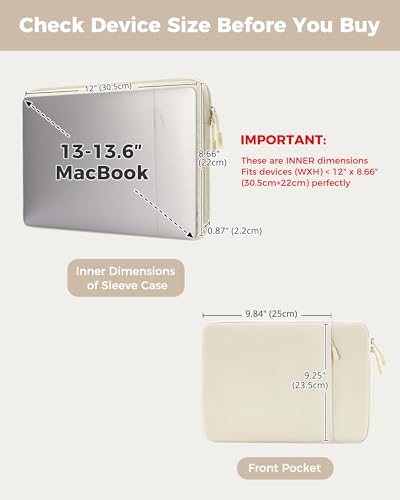 ProCase Laptop Sleeve 13" for MacBook Neo/Air/Pro with A18/M5/M4/M3/M2/M1 | Slim Travel Sleeve with Soft Plush Lining & Large Front Pocket, Water-Resistant, Also Fit 13" HP Dell Lenovo ASUS Acer - color: Beige, size: 13-inch