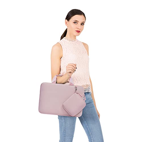 MOSISO Laptop Case 13.3 inch, 13-13.3 inch Laptop Sleeve Bag Compatible with MacBook Air/Pro 13 / Pro 14, HP Dell ASUS, Neoprene Carrying Computer Bag with Handle&Detachable Small Case, Pink - color: Pink, size: 13.3 inch