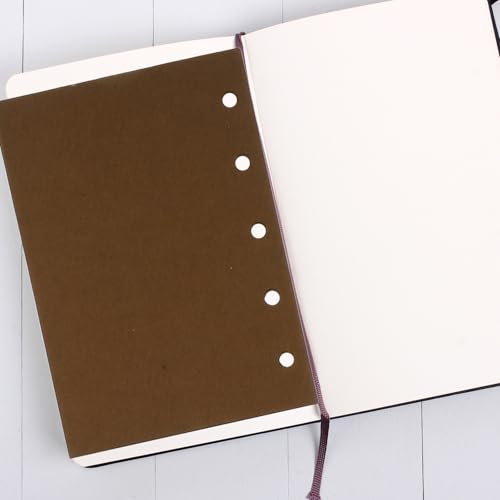SHERCHPRY A7 Planner Refill Paper 5-hole Loose Leaf Notebook Inserts 74x105mm 300 Sheets Coffee Vintage Blank Notepad Refill for Ring Binder Organizers
