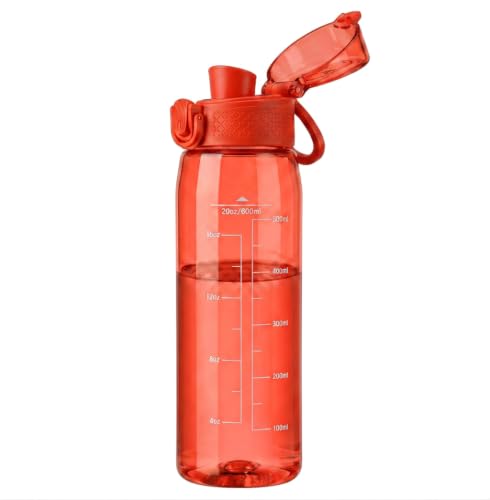 GOPPUS 20oz Kids Water Bottle with Time Marker & Handle, Tritan BPA-Free, Reusable Leakproof Anti-Dust Everyday,Clear Kids Water Bottles For School,Car Travel, Gifts Boys Girls(Orange) - color: Orange