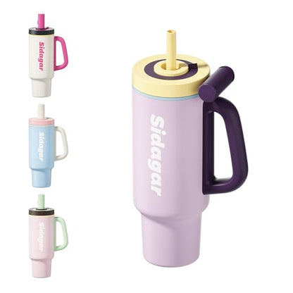 36oz Insulated Tumbler with Handle, Stainless Steel Water Bottle, Leak-Resistant Travel Coffee Mug with Push Button Lid, Cup Holder Friendly for Tea & Daily Use, Purple - color: Lavender Mist