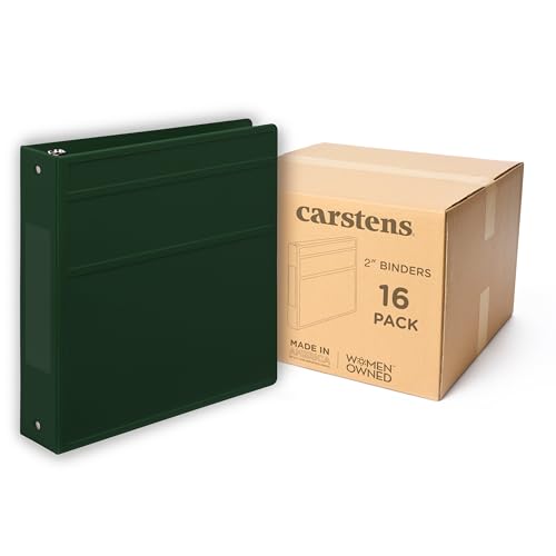 Carstens 2-Inch Heavy Duty 3-Ring Binder - Side Opening, Forest Green, Durable Plastic, No-Gap Rings, Waterproof Covers, No Pockets, Holds 300 Letter Sheets, BPA-Free, Made in USA (5820-3R) Case of 16 - color: Hunter Green, size: Case of 16