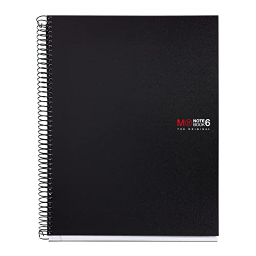 Miquelrius 8.25 x 11.75 A4 Wirebound Notebook, 6-Subject, Graph Paper, Black (2824)