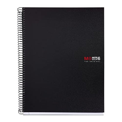Miquelrius 8.25 x 11.75 A4 Wirebound Notebook, 6-Subject, Graph Paper, Black (2824)