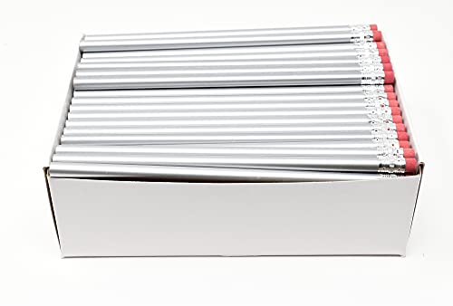 Pencil Guy Blank Round Pencils, Silver, 144 to a box | Not Sharpened - color: Silver, size: 1 Count (Pack of 144), style: Not Sharpened