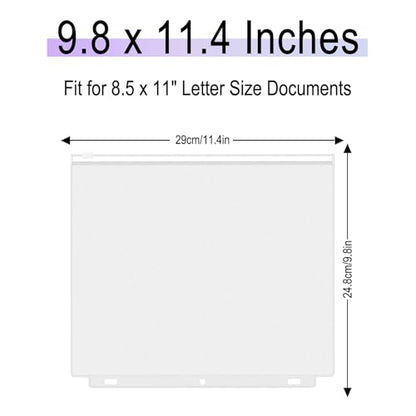 Antner 12 Pack Letter Size Binder Pockets 3 Holes Zipper Binder Folders for 3-Ring Binder, Clear PVC Loose Leaf Bag Binder Pouch Insert Pages Sheet Protectors Waterproof Document Filling Storage Bags
