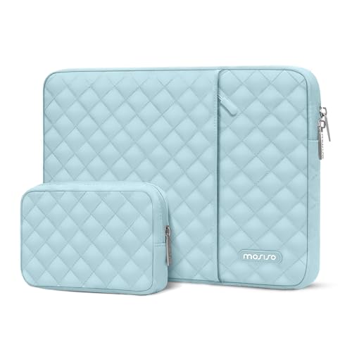 MOSISO Laptop Case 13.3 inch, 13-13.3 inch Laptop Sleeve Compatible with MacBook Air/Pro 13 / Pro 14, HP Dell Acer ASUS Lenovo,Square Quilted Vertical Computer Bag with Pocket&Small Case, Ice Blue - color: Ice Blue, size: 13.3 inch