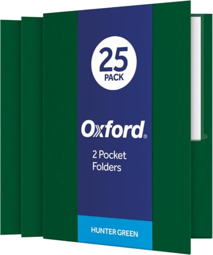 Oxford Twin-Pocket Folders, Textured Paper, Letter Size, Hunter Green, Holds 100 Sheets, Box of 25 (57556EE) (Pack of 5) - color: Hunter Green, size: 25-Count (Pack of 5)