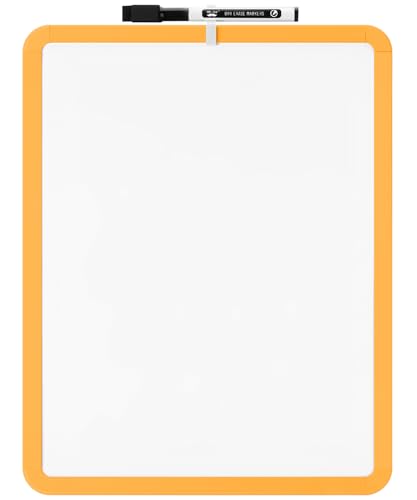 Mr. Pen- Dry Erase Board, 14” x 11” with a Black Dry Erase Marker | Orange Frame, Small Mini White Board for Students, Fridge, Wall, Locker, Includes Double Sided Tapes - color: Orange