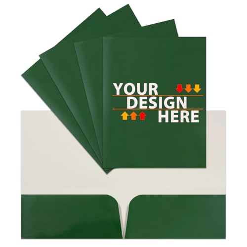 JAM PAPER Custom Printed Semi-Gloss Folders with Round Corner Pockets - Personalized Logo & Text - 10 pt C2S - Green - 100/Pack - color: Green, size: 10pt C2S - 100 Pack