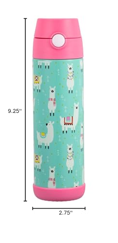 Snug Insulated Kids Water Bottle with Straw & Spout – Double-Wall Stainless Steel, Leakproof, Easy-Flip Lid – For School, Travel, Toddlers & Big Kids - Llamas, 17oz - color: Llamas, size: 16.9 Ounces