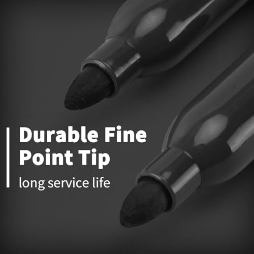 Black Permanent Markers Bulk Fine Point, Fine Tip Markers Set, Quick Drying and Fade Resistant, Works on Wood, Plastic, Paper, Metal for Classroom, Office, Home, 100 Count - size: 1 Count (Pack of 100)