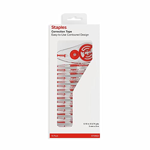 STAPLES Correction Tape, White, 30 Pack – Bulk Instant‑Dry Tape for Offices, Classrooms & Admin Use - style: 30 Pack