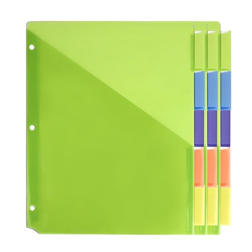Darice 5-Tab Plastic Dividers 15 Pcs - Binder Dividers with Pockets and Tabs - Multicolored Plastic Divider for 3 Ring Binder - File Organization – Ideal for Office, Back to School Supplies - color: 5-tab 15 Pack/Front Pockets