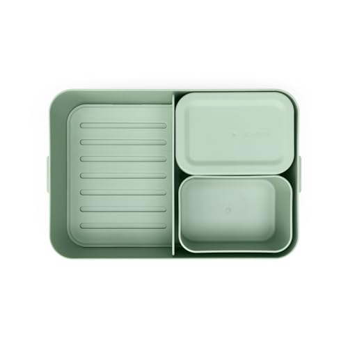 Brabantia Make & Take Bento Lunch Box (Jade Green) 2 Compartments & Lidded Pot, Lift-Out Tray Divider, BPA-Free, Airtight Snap Locks, Microwave & Freezer Safe, Travel Meal Prep Container, 68oz - color: Jade Green, style: Bento Lunch Box