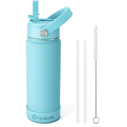 Fimibuke Kids Insulated Water Bottle, 18oz BPA FREE 18/8 Stainless Steel Kids Cup with Straw Travel Tumbler Double Wall Vacuum Leak Proof Toddler Water Bottle for School Boys Girls(1 Pack, Sky) - color: B15. Sky