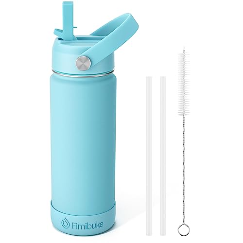 Fimibuke Kids Insulated Water Bottle, 18oz BPA FREE 18/8 Stainless Steel Kids Cup with Straw Travel Tumbler Double Wall Vacuum Leak Proof Toddler Water Bottle for School Boys Girls(1 Pack, Sky) - color: B15. Sky