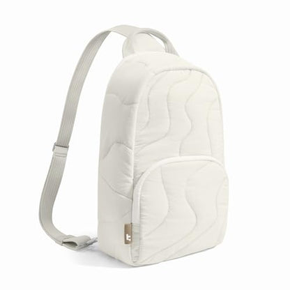 tomtoc 10L Crossbody Sling Bag Backpack for Women, Trendy Puffer Quilted Padded Bag for 13-inch Macbook Air, Macbook Neo A18, 11" iPad Air/Pro, Nintendo Switch 2, Lightweight Travel Chest Bag Daypack - color: Snowberg