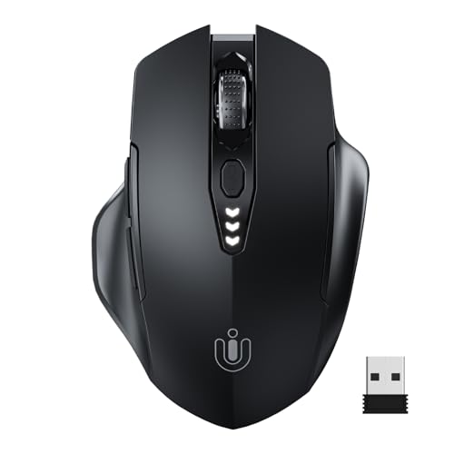 Uineer Wireless Mouse,Upgraded 2.4GHz Rechargeable (Battery Level Visible) Ergonomic Computer Mouse,4 Levels DPI, Wireless Mice for Laptop Computer(Matte Black) - color: Matte Black