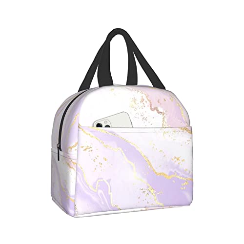 Lunch Bag Pastel Pink Purple Gold Marble Insulated Lunch Box Cooler Tote for Adults Kid Girl Women Work Office School Picnic Beach Reusable Lunchbox Over 3 Years Old - color: B03