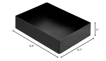 Amazon Basics Rectangular Plastic Desk Organizer with Storage Trays, Accessory Tray for Office Supplies and Pen Holder, 9.4 x 6.7 x 2 inch, Black (Pack of 2) - size: 9.4" x 6.7" x 2" (Pack of 2)