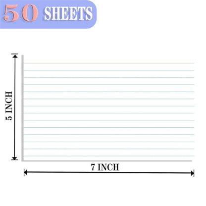 White Index Cards 5x7 Ruled, 50 Pcs File Note Cards, Lined Index Cards, Study Cards, Flashcards for Studying, Notecards for Studying, Note Taking and To Do List - size: 5 x 7-50PCS