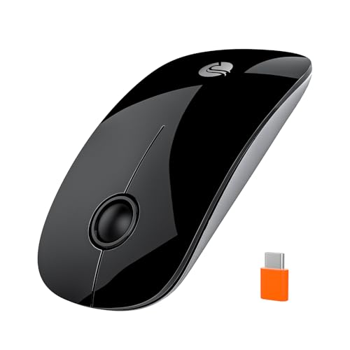 RAPIQUE R306C USB C Wireless Mouse for MacBook, Type-C 2.4GHz Portable Computer Mouse with USB-C Receiver, Silent Click, Slim Cordless Mouse, 3-Speed DPI, for iPad, Chromebook, Laptop, MacOS - Black - color: Black