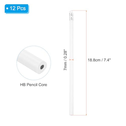 PATIKIL Round Pencils, 12 Pcs Triangle HB Graphite Pencil Wooden Pencils with Eraser for Classroom Office Writing Drawing Supplies, White - color: White