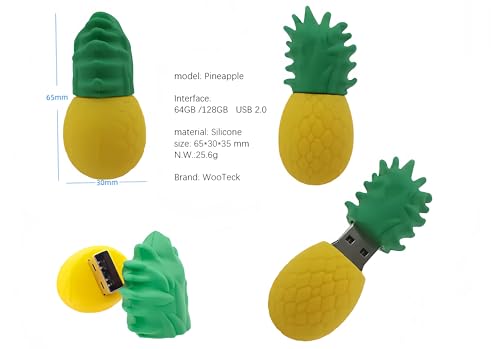 128GB Cartoon Lovely Pineapple USB Flash Drive Cute Pendrive Novelty Memory Stick - color: Pineapple, size: 128GB