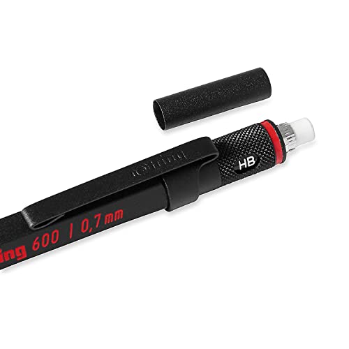 Rotring 600 Full-Metal Body Mechanical Pencil, 0.7mm, Black - For Precise Ruler-Based Drawing - color: Black, size: 0.7mm
