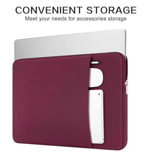 RAINYEAR Laptop Sleeve Case Compatible with 13.3 Inch Notebook Computer Chromebook 14" MacBook Pro/Max M1 M2 M3 M4 M5 Cover Soft Bag with Front Pocket & Accessories Pouch (Red, Upgraded Version) - color: Red(Upgraded Version), size: 13"-13.3"
