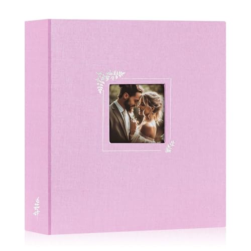 Lanpn Scrapbook Photo Album 8.5x11, Linen Window Design Cover Top Load 3 Ring Folder Binder Photobook Photo Book 8.5 x 11 inch with 30 Plastic Sleeves 60 Pages Pink - color: Pink, size: 8.5x11"
