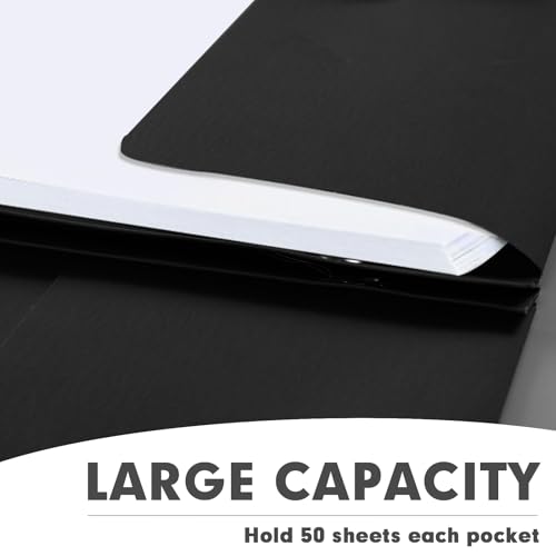 RAZCC 50 Pack Two Pocket Folders With Prongs, 3 Prong Folders Fit Letter Size Paper, File Folders for School Office Home Business, Black - color: Black