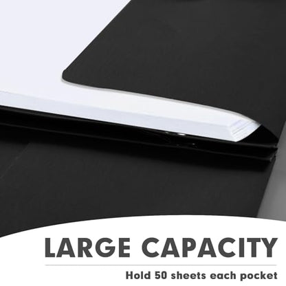 RAZCC 50 Pack Two Pocket Folders With Prongs, 3 Prong Folders Fit Letter Size Paper, File Folders for School Office Home Business, Black - color: Black