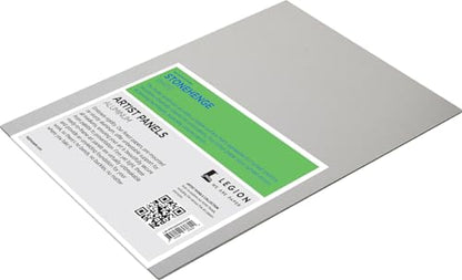 Legion Artist Panel, 1/8" Composite Brushed Aluminum with Stonehenge 100% Cotton White 250gsm Paper, 12 x 16 inches for Dry Media - size: 12 x 16