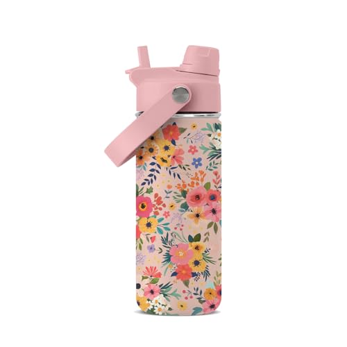 Floral Boho Flower Water Bottle for Girls | 18oz Stainless Steel Water Bottle | Flower Gifts Insulated Cup | Cute Floral Gifts for Children Kids Tumbler for School, Sports 1Pcs - color: flower-3
