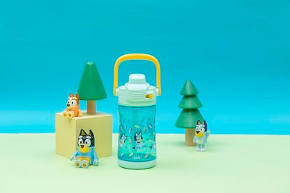 Zak Designs Bluey Beacon Kids Water Bottle for Travel or At Home, 12oz Plastic is Durable and Leak-Proof with Liquid Lock Spout, Cover, Carry Handle, Protective Base (Bluey) - color: Bluey