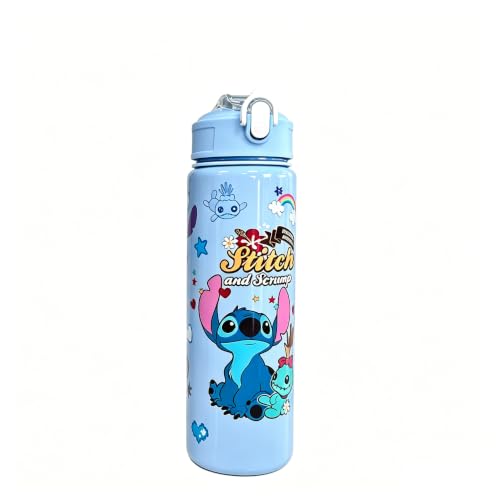 Cartoon Huntrix Water Bottle for Girls, 25oz Leak Proof with Straw Lid, Gifts for Girls (Stitch) - color: Stitch