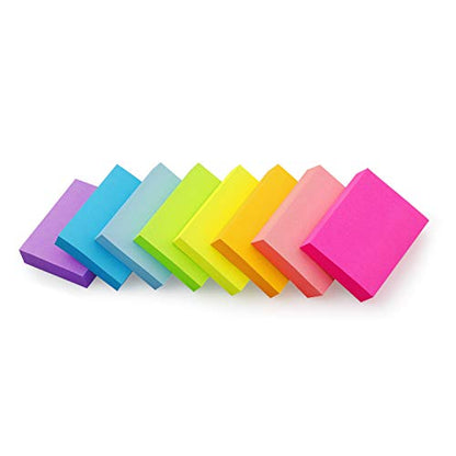 Winner Aura Sticky Notes 1.5x2 inch Bright Colors Self-Stick Pads 8 Pads/Pack 100 Sheets/Pad Total 800 Sheets