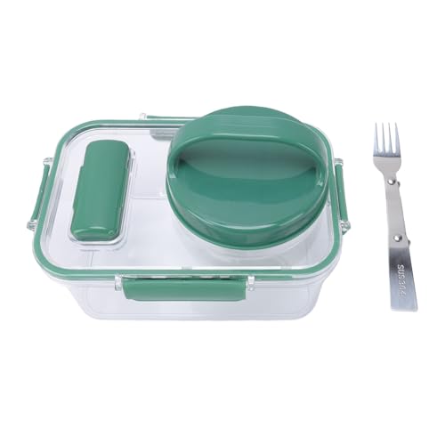 Rectangular Salad Bowl, Salad Container Box with 4 Condiment Containers, Large Capacity Transparent Food Grade Portable for Office Lunch Picnic Travel