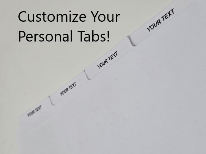 Bulk Custom Binder Dividers (Tabs) – Personalized White Plastic Index Divider Tabs with Your Text – 1/4 Cut, 1/5 Cut, 1/6 Cut – 100, 200 & 300 Sets (100, 1/5 Cut) - size: 1/5 Cut