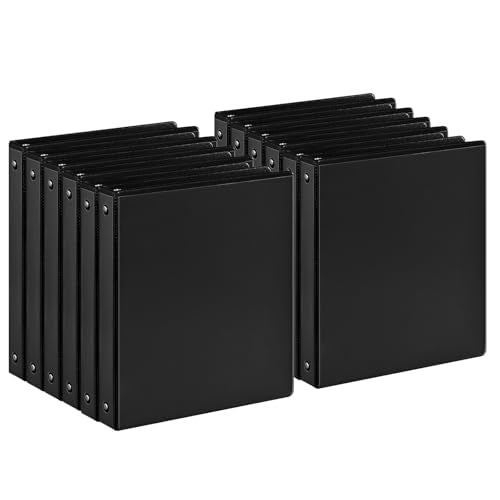 SUIN 1-inch 3 Ring Binder with Durable -Premium 1'' Binders with 3 Roung Ring, Large 200 Sheet Capacity, Fit 8.5" x 11" US Letter Size Paper (1'' -Black 12 Packs) - size: 1'' -Black 12 Packs