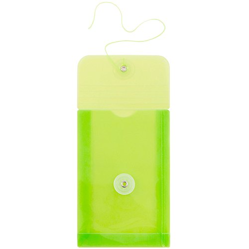JAM PAPER Plastic Envelopes with Button & String Tie Closure - 4 1/4 x 6 1/4 - Lime Green - 12/Pack - color: Lime Green, size: 4 x 6